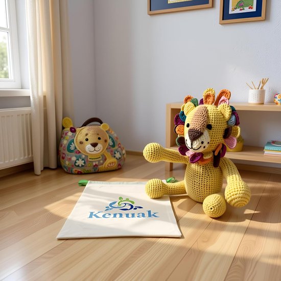 Gehaakte Leeuw - Pluche Dier Amigurumi - Baby Knuffelen - Handgemaakt Katoen - 22 cm - Geel — afbeelding 2