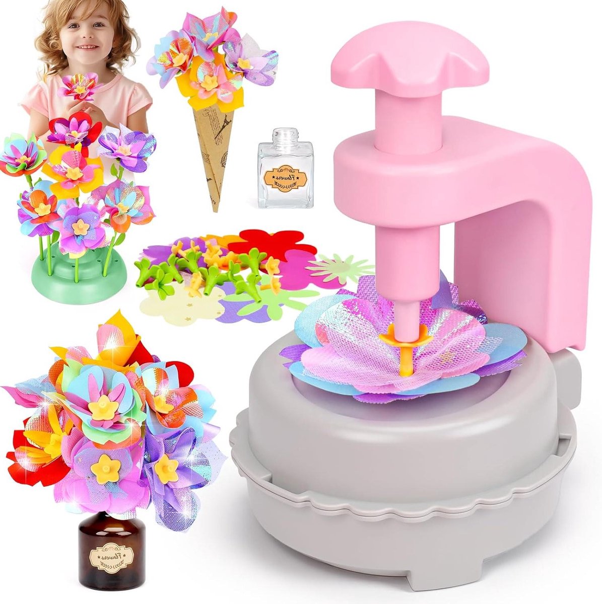 Bloemenboeketset Kinderen - Knutselpakket Bloemen - Bloemen Maken - Rijke Accessoires - Flower Kit Set - Roze