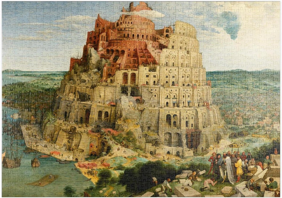 Legpuzzel Toren van Babel - Pieter Bruegel puzzel - Ontspannen tijdverdrijf - Hoge resolutie print - 1000 Stukjes - Meerdere kleuren