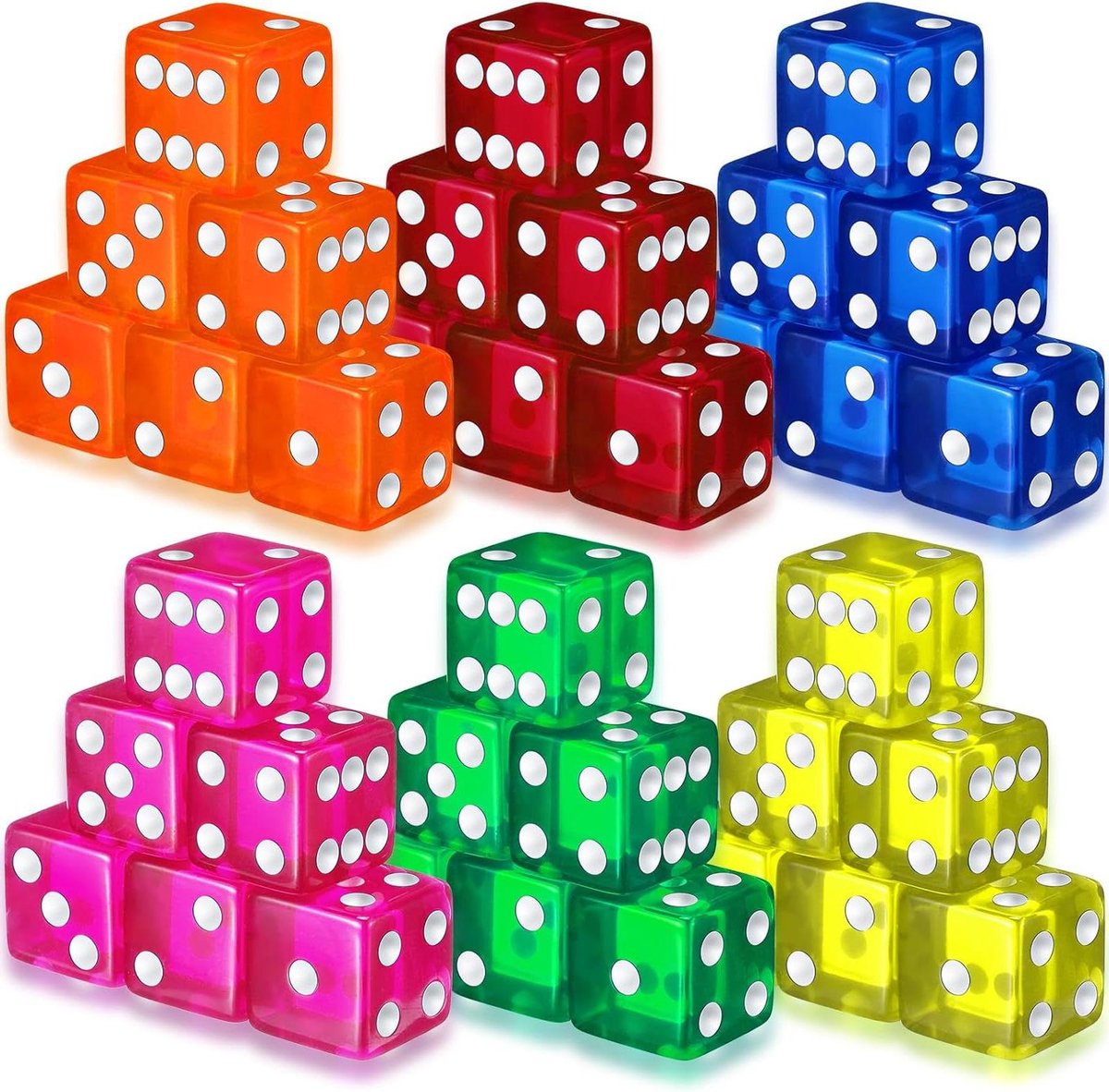 Dobbelstenen Set - Dobbelstenen Acryl - Bordspellen Spelen - Doorschijnend Ontwerp - 19 mm - Frisse Kleur
