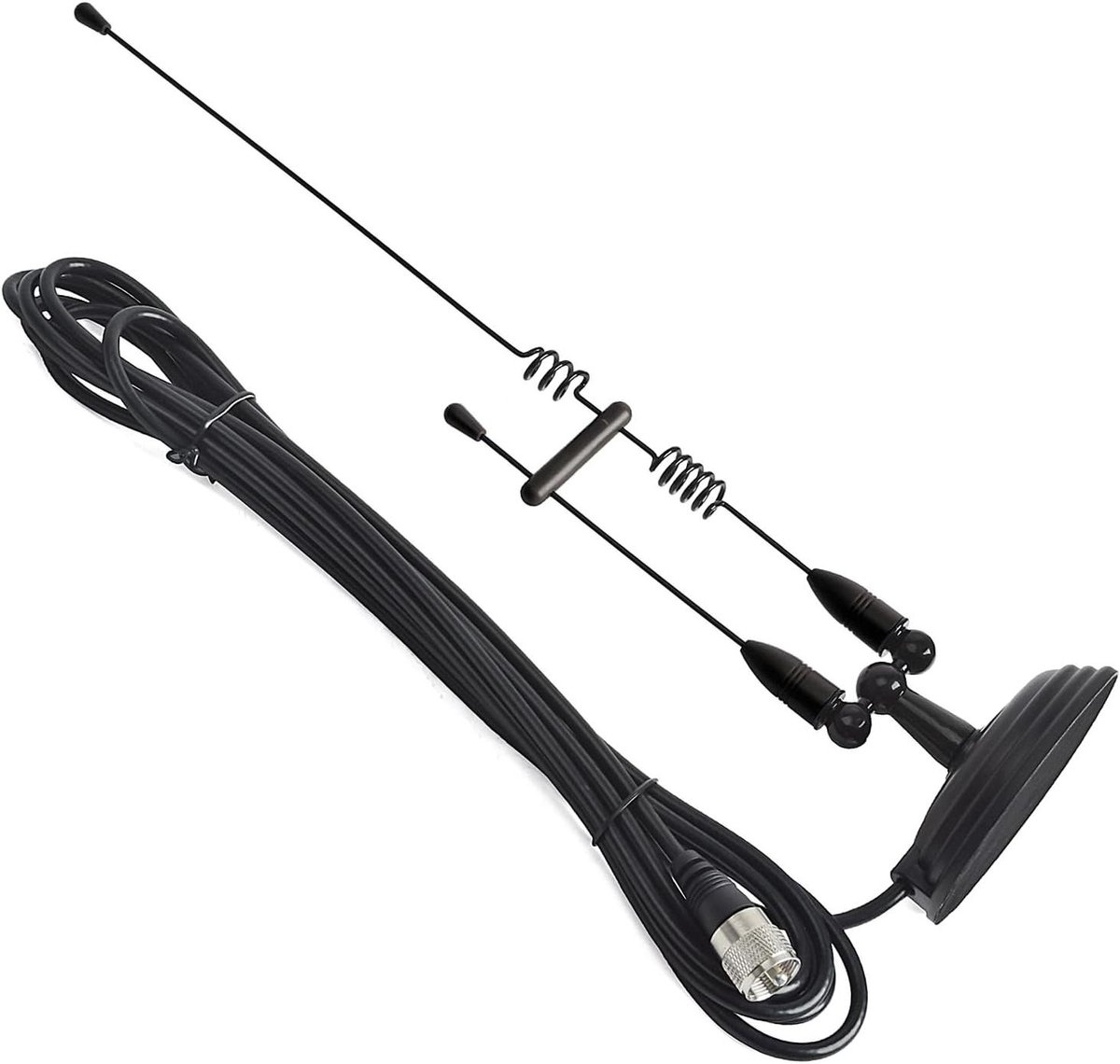 Radioantenne Dubbele Banda VHF/UHF 144/430 MHz, Antenne voor Amateurradio met Magnetische Basis en PL259-Connector, 4-meter RG-58-Kabel