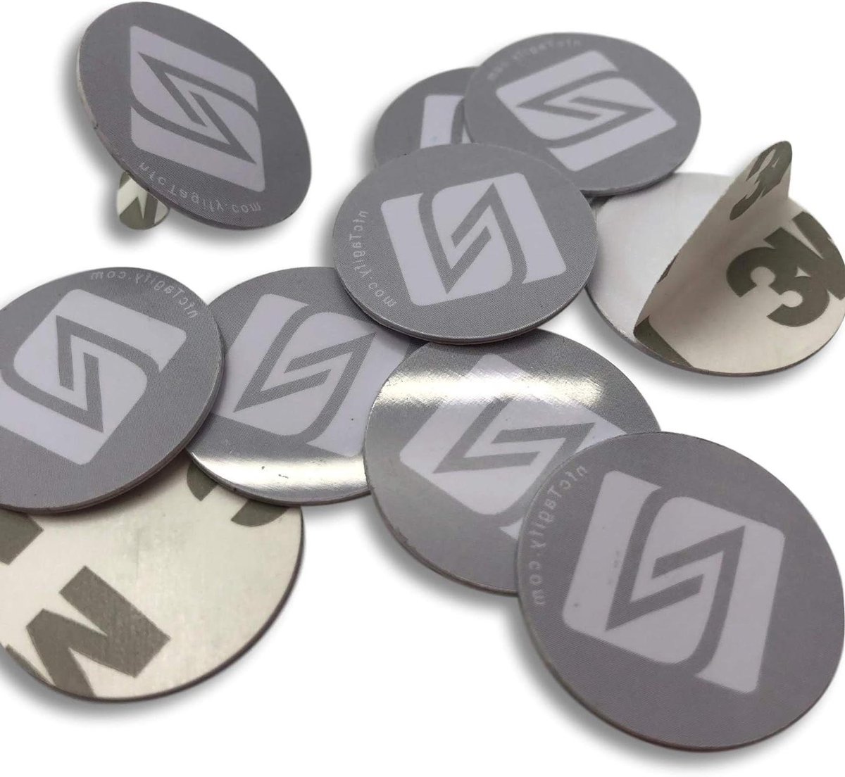 NFC Tags - Stickers - Automatisering Thuis - Harde PVC 3M Lijm - 25mm Rond - Grijs