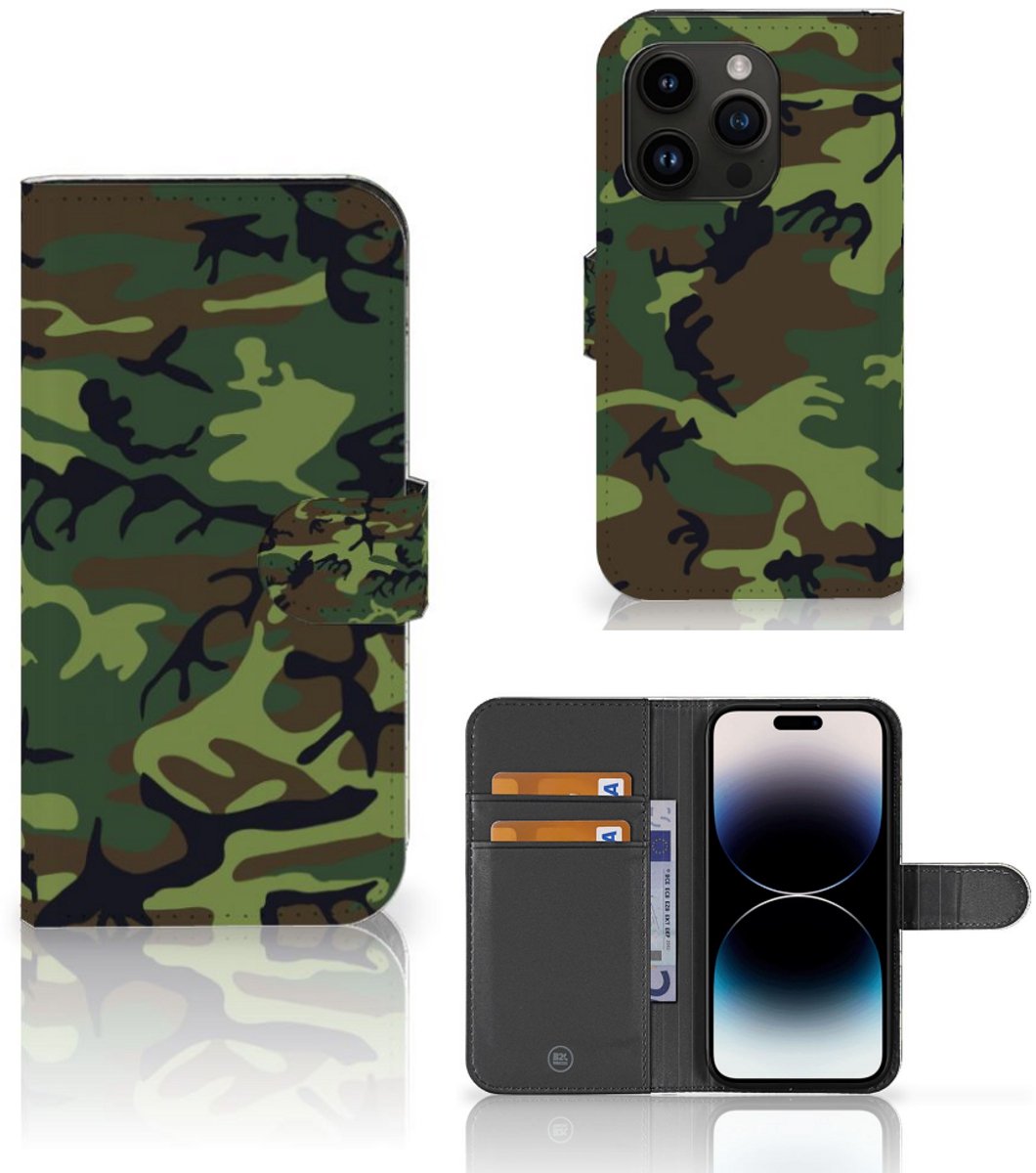 iPhone 15 Pro Telefoon Hoesje Army Dark