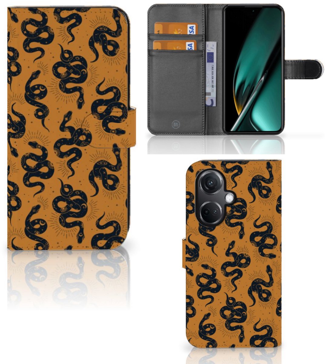 Telefoonhoesje met Pasjes voor OnePlus Nord CE 3 Snakes
