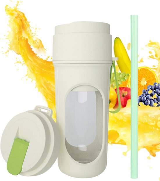 Draagbare blender - smoothie blender to go voor shakes en vers fruit - 450 ml, compact ontwerp - groen - 8,5 x 8,5 x 20,7 cm - ABS voor thuis, werk en onderweg van Merkloos — afbeelding 3