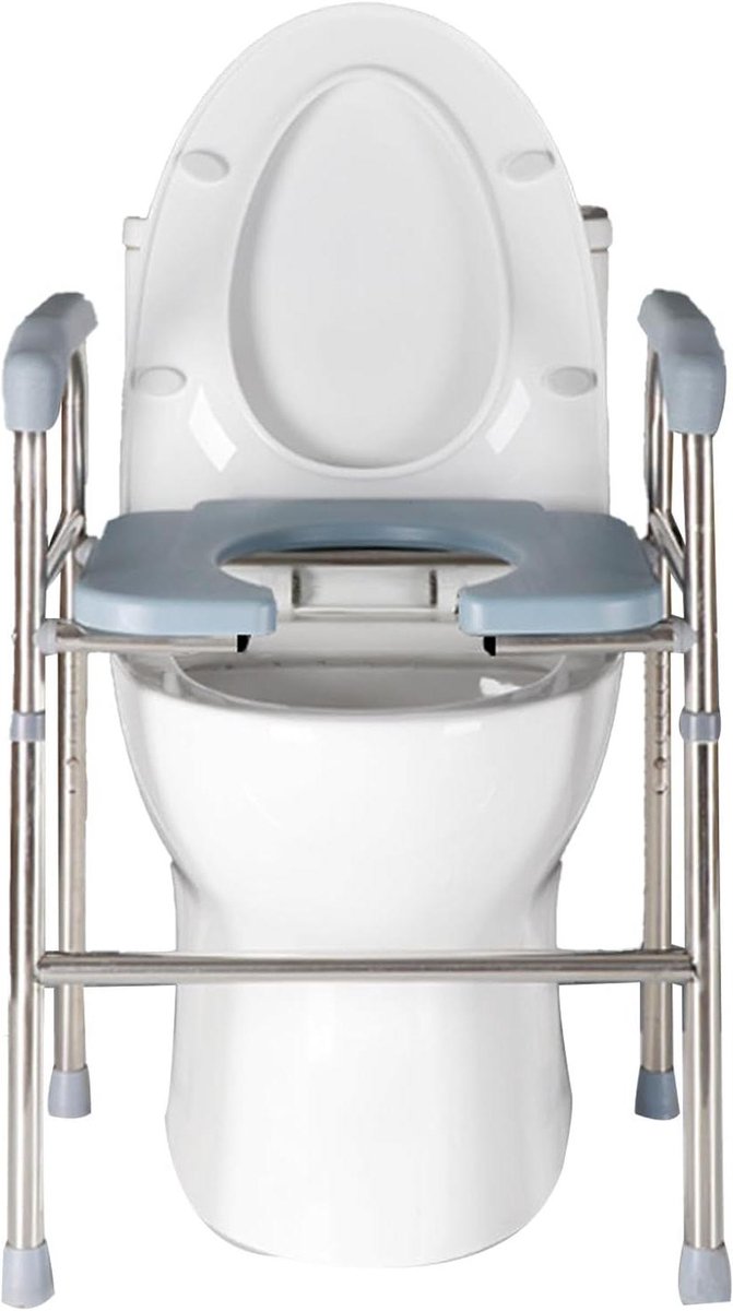 Toiletzitverhoger met Armleuningen - WC Opstahulp Toiletstoel - Veilig Toiletgebruik - In Hoogte Verstelbaar - 48-58 cm Hoogte - Wit
