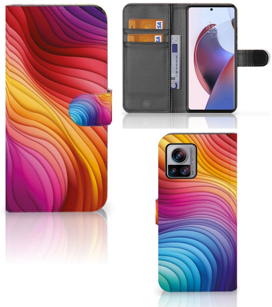 Book Case voor Motorola Edge 30 Ultra Regenboog