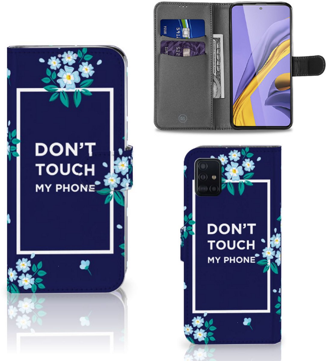 Samsung Galaxy A51 Portemonnee Hoesje Flowers Blue DTMP