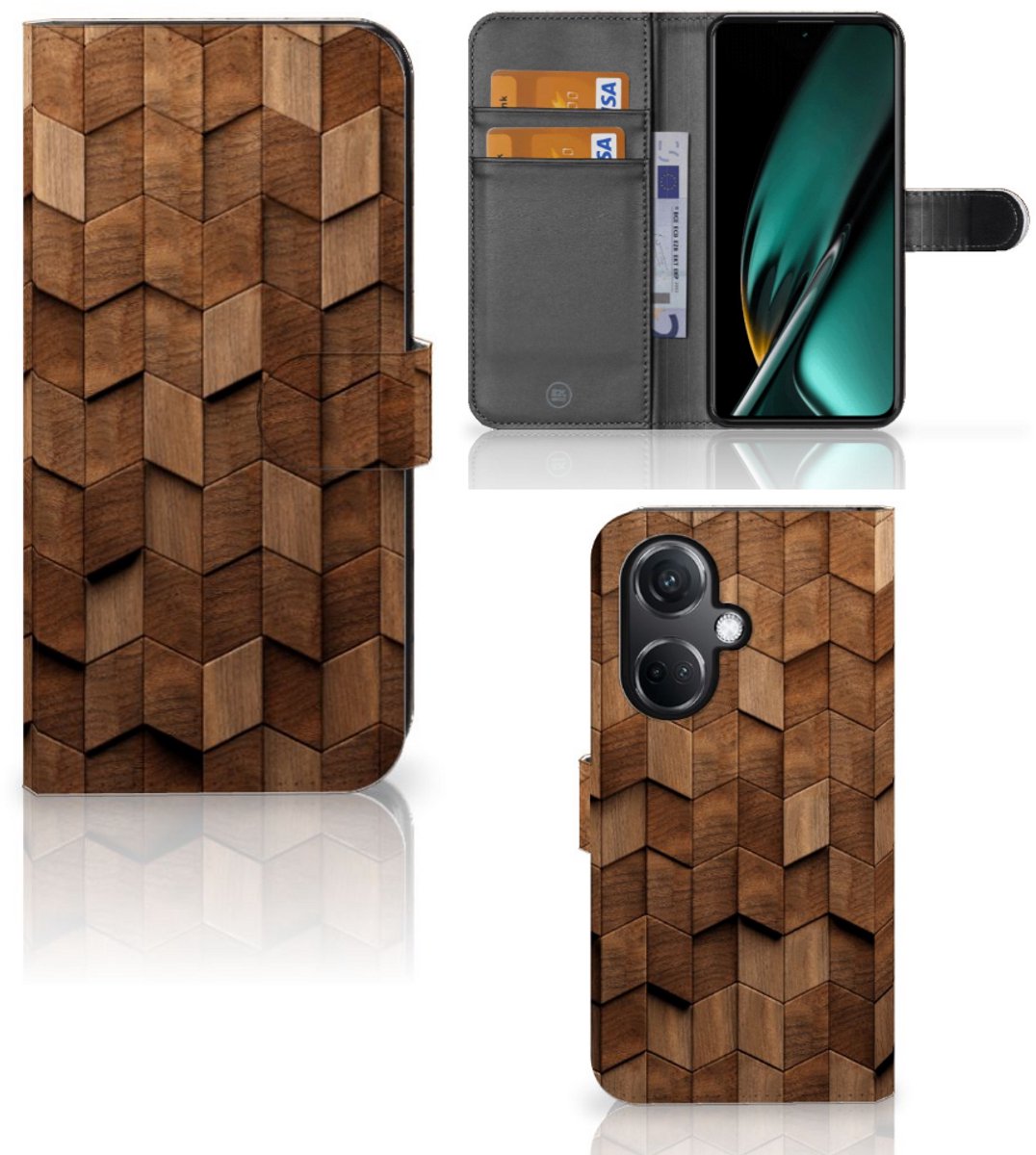 Book Style Case voor OnePlus Nord CE 3 Wooden Cubes