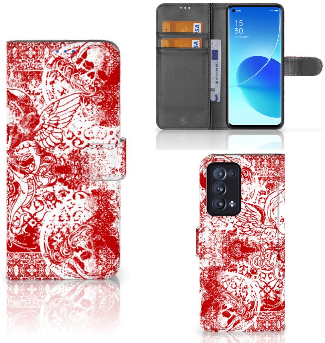 Telefoonhoesje met Naam OPPO Reno 6 Pro Plus 5G Angel Skull Rood