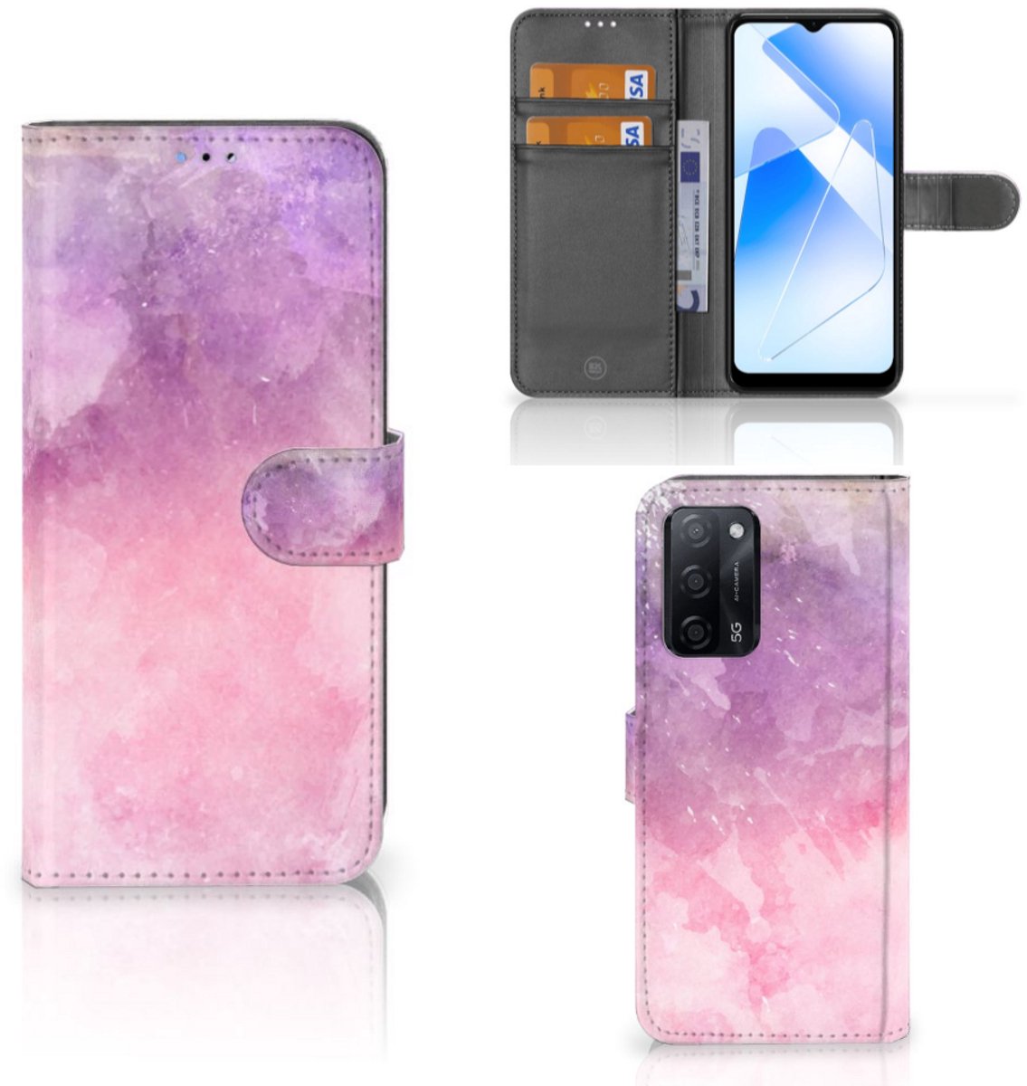 Hoesje OPPO A16/A16s/A54s Pink Purple Paint