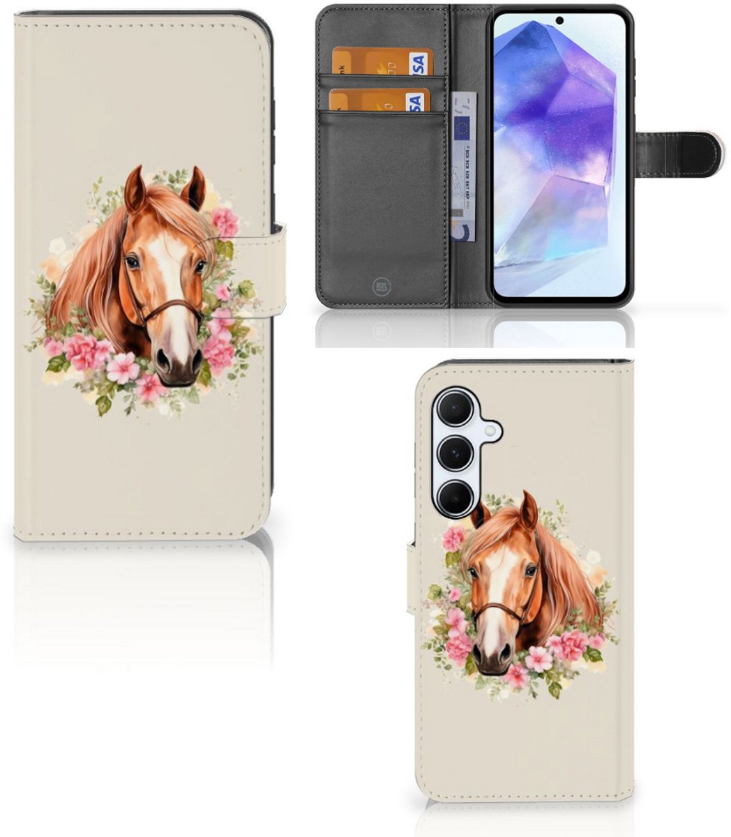 Telefoonhoesje met Pasjes voor Samsung Galaxy A55 Paard