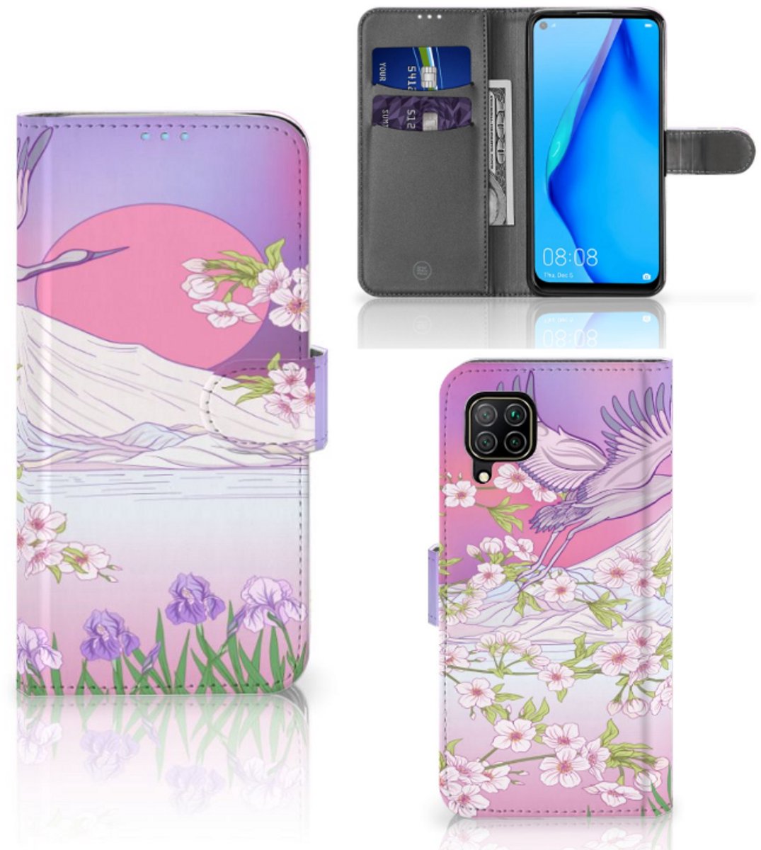 Huawei P40 Lite Telefoonhoesje met Pasjes Bird Flying