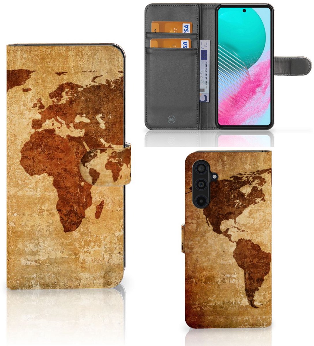 Samsung Galaxy M54 Flip Cover Wereldkaart
