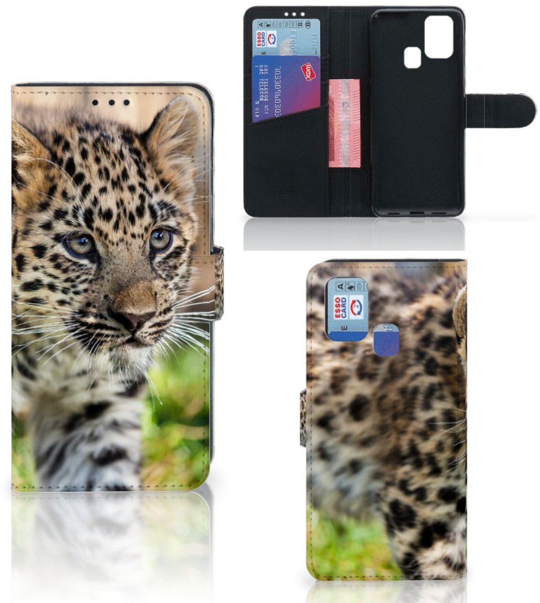 Samsung Galaxy M31 Telefoonhoesje met Pasjes Baby Luipaard