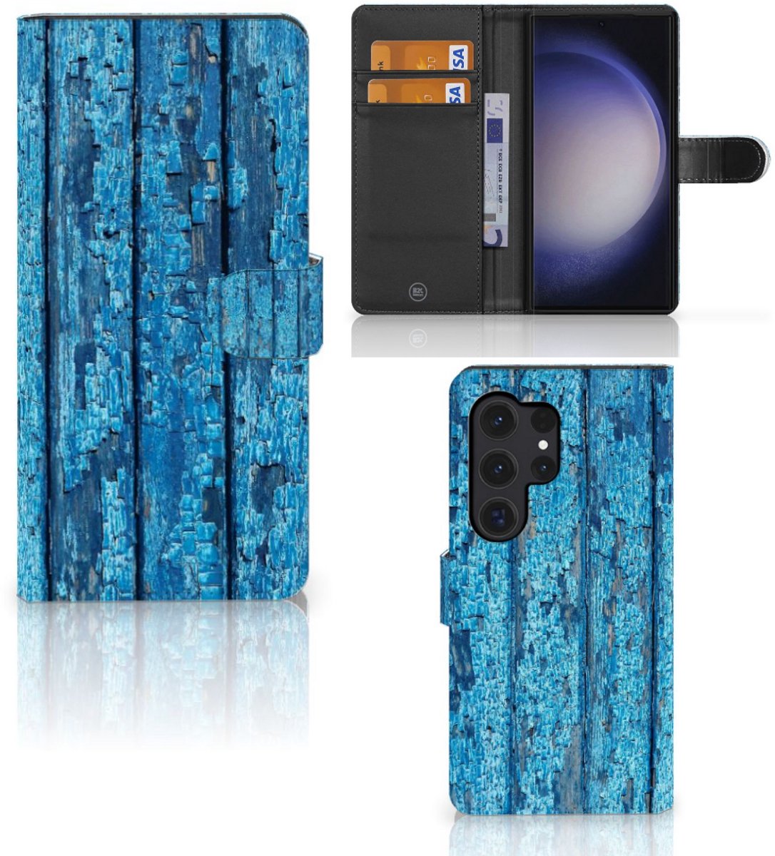 Samsung Galaxy S24 Ultra Book Style Case Wood Blue
