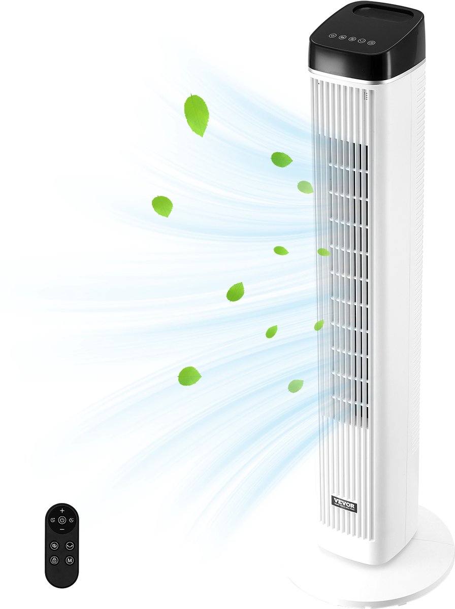 VEVOR 60W Torenventilator, 9-UURS Timer, Ventilator 6,7 M/S met Afstandsbediening