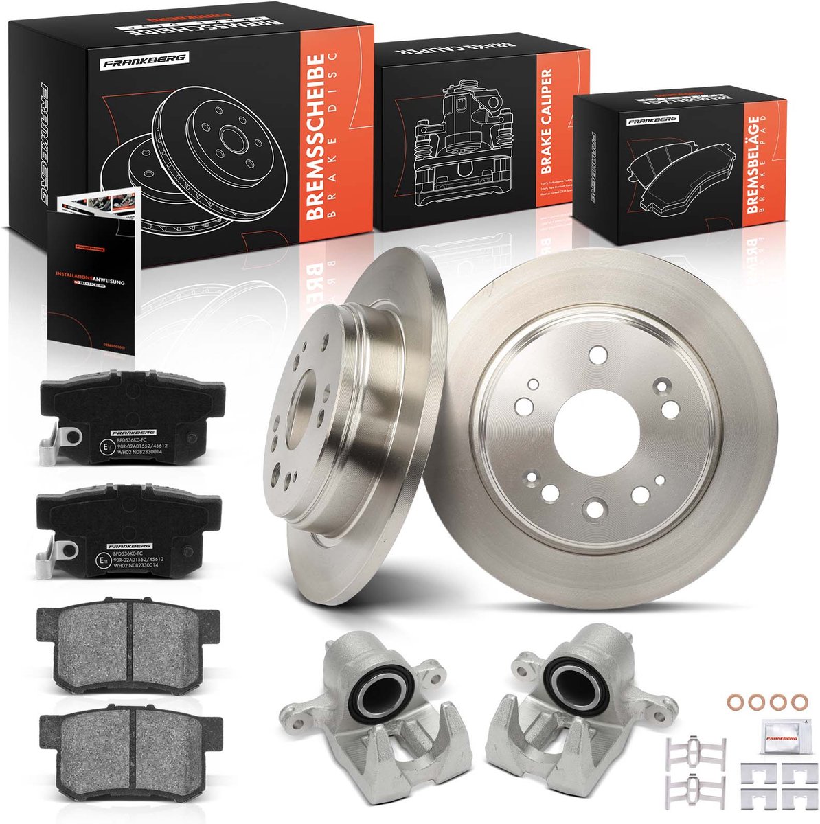 Frankberg 2x Remklauw+2x Remmen+4x Remblokken Achter voor Honda