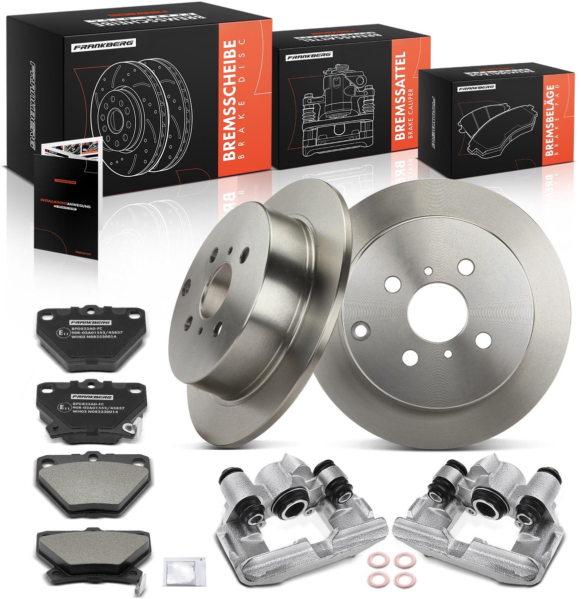 Frankberg 2x Remklauw+2x Remmen+4x Remblokken Achter voor Toyota