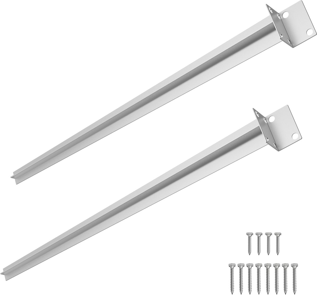 Aufun 2 stuks universele inrijpaalanker - 50 cm - Zilver - L-vormige grondbuis verzinkt - Voor houten palen, schuttingen en tuinprojecten