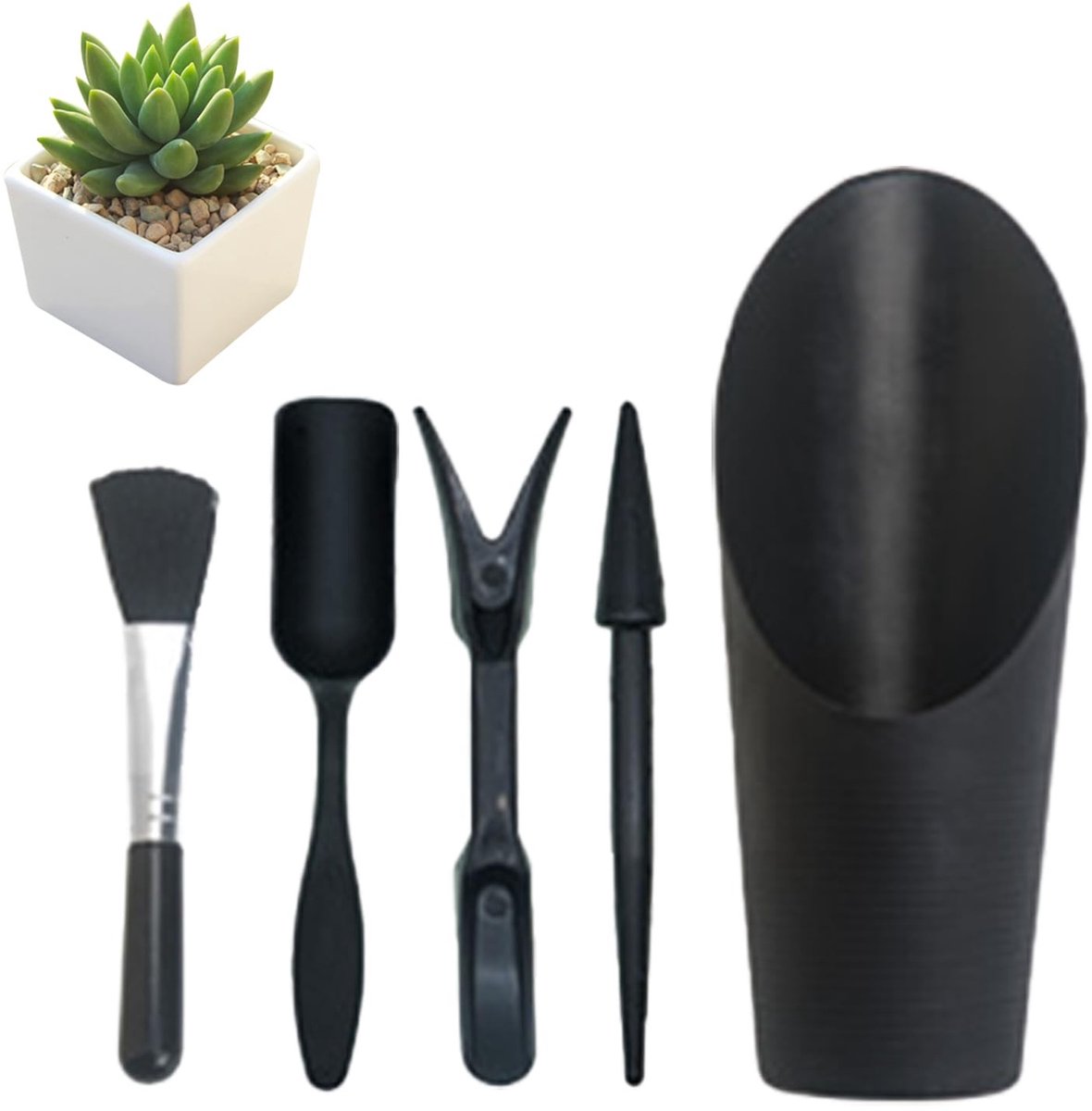 aladdien - Succulent gereedschap - Tuinieren - Perfect voor binnen en buiten - Zwart - Plantverzorging - Set van 5 stuks - Geschikt voor alle planten