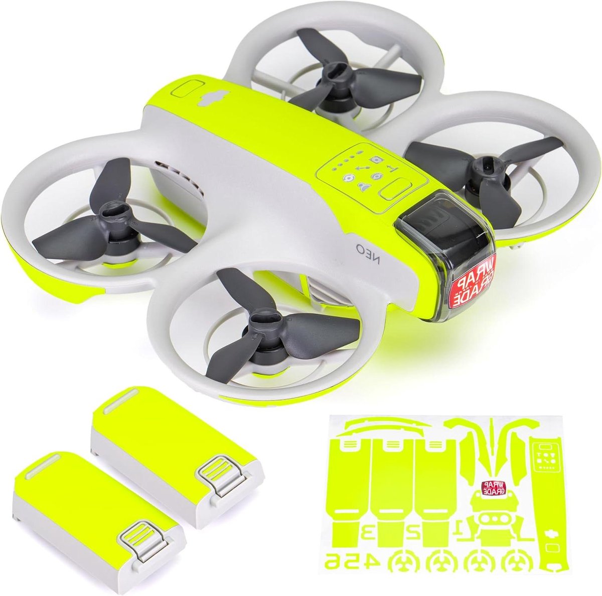 Drone stickers - Beschermende wrap - Drone personaliseren - Precisie ontwerp - 1 set - Neon geel