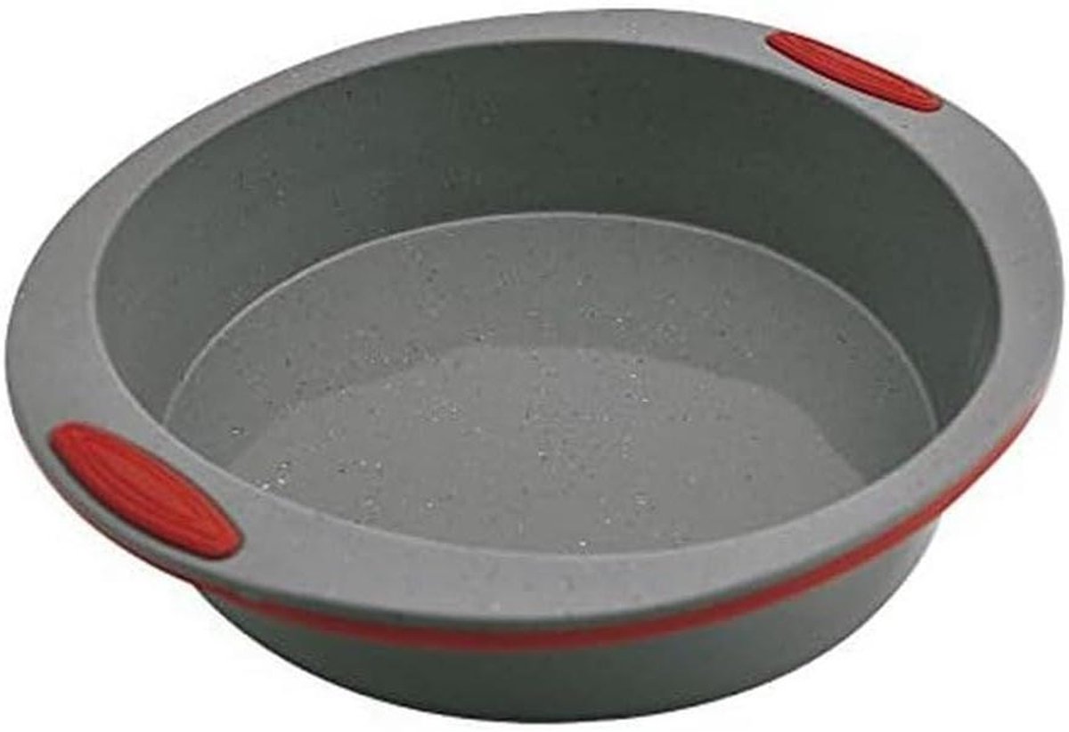 Bakvorm Rond - Flexibele Keukenvorm - Taarten Bakken - Platina Siliconen - 23x6cm - Grijs Rood