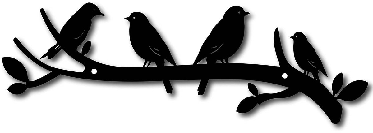 ONF3 - Metalen wanddecoratie - Vogels op tak - Decoratieve muurkunst - Zwart - Tuin en huisdecoratie - Perfect voor Kerst en Halloween - Geschik...