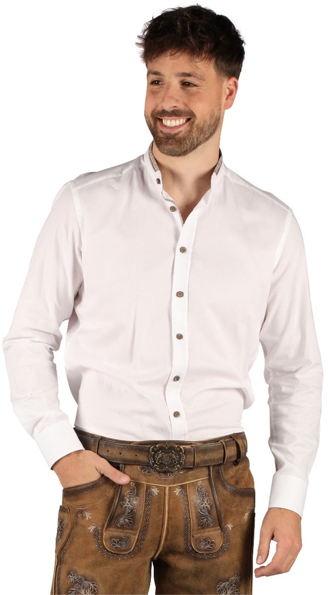 Oktoberfest blouse Elias Volwassenen Mannen Wit Oktoberfest Maat L