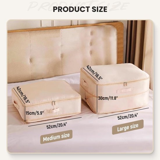 Ruimtebesparende Organizer - Opbergtas Dekbed - Efficiënt Opbergen - 3-laags Compressie - XL 50cm - Beige van Merkloos — afbeelding 4
