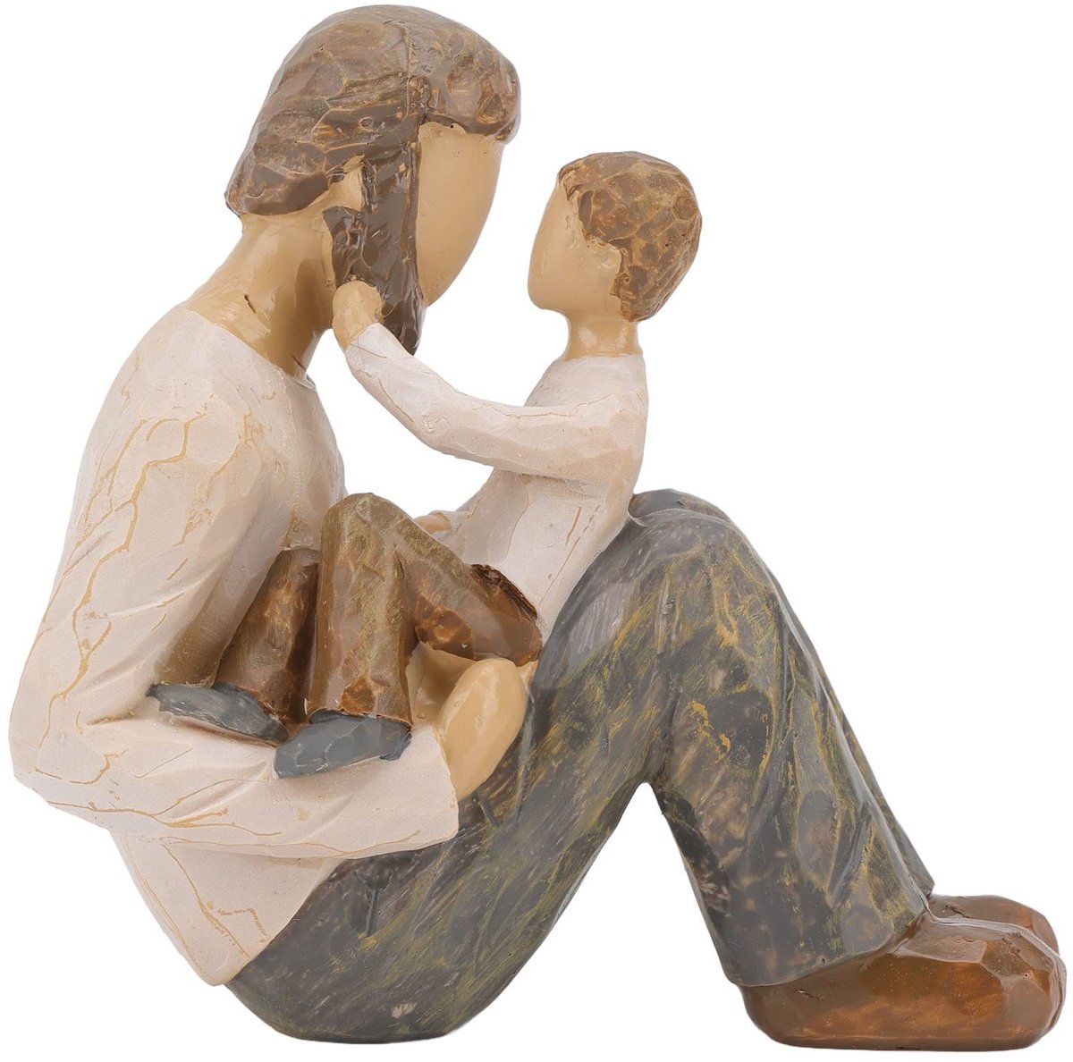 Handgeschilderd Vader en Zoon Beeldjes - Hars Sculpturen Decoratie - Vaderdag Ornamenten voor Kantoor en Woonkamer