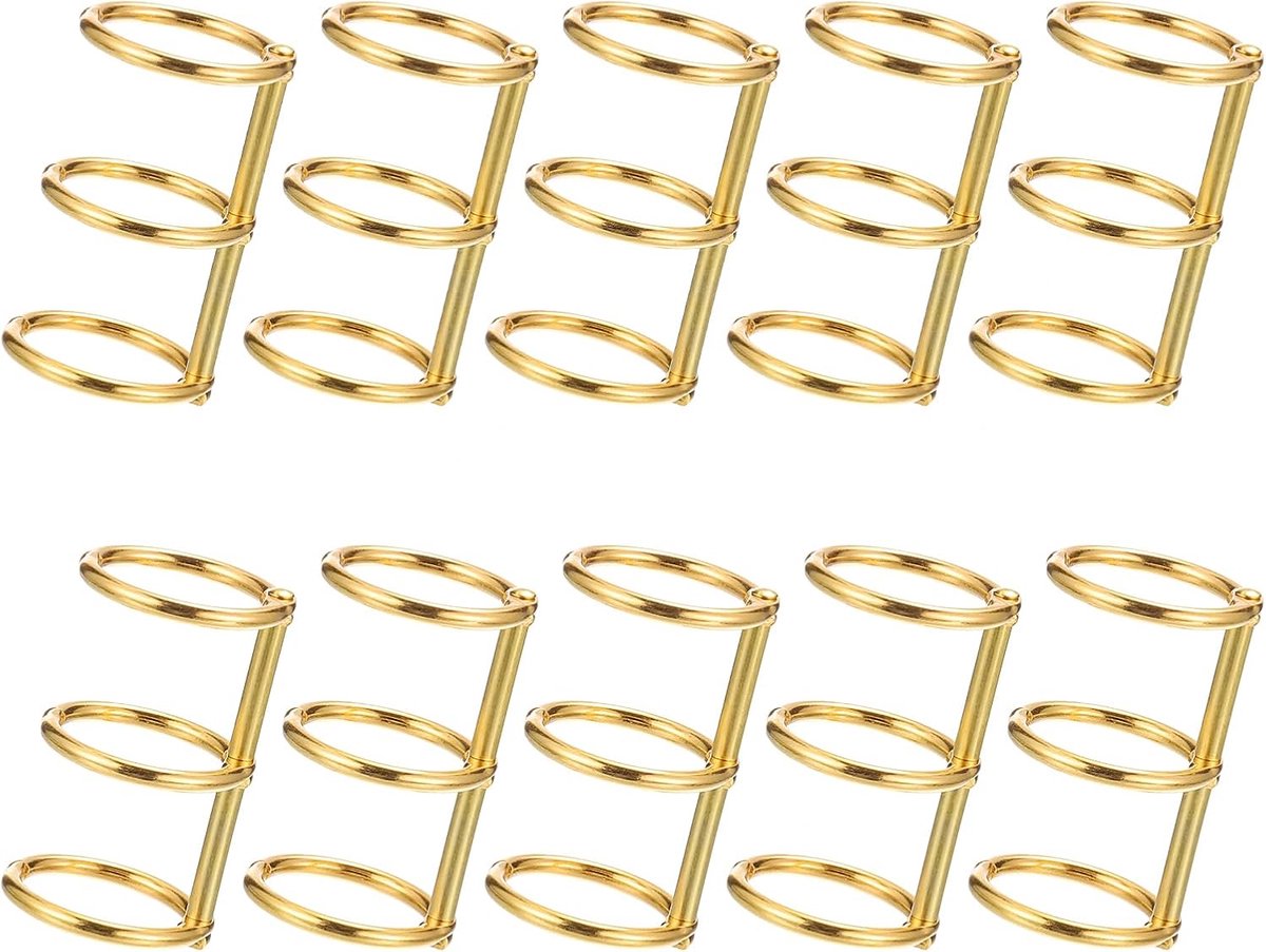 20mm Loose Leaf Ring Binder - 10pcs - 3 Rings Book Binder - Alloy Snap Split Hinged - DIY Travel Journal - Foto Album Binding Spines - Goud