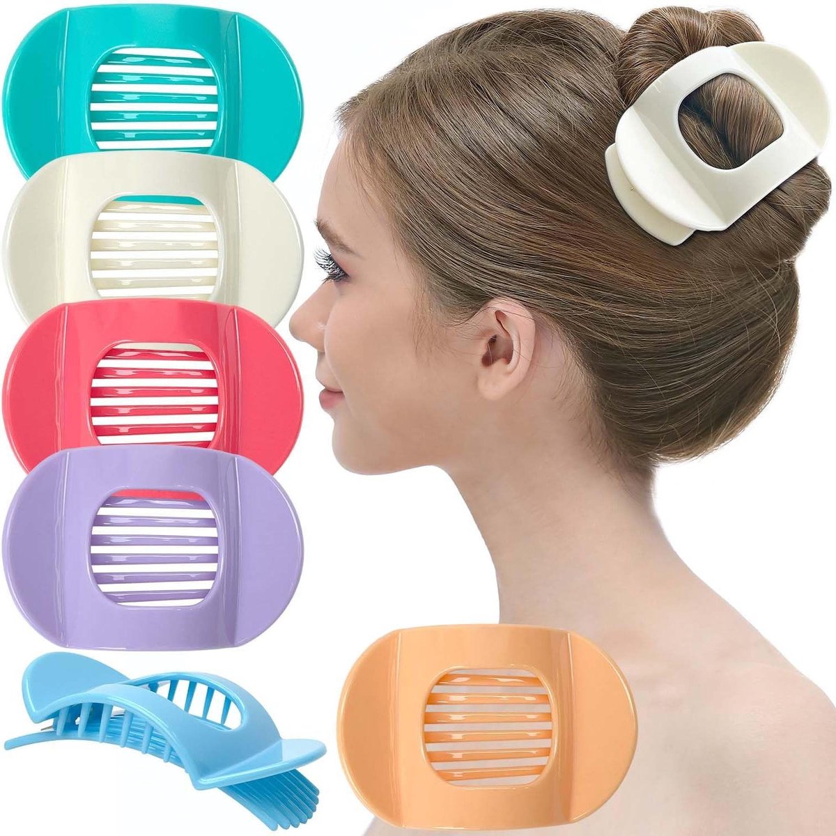 Haarklemmen Vierkant Design - Grote Klauw Clips - Kapsel Maken - Sterke Grip - 6 Stuks - Pastel