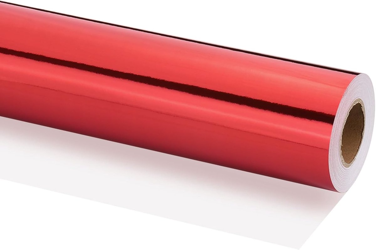 Metallic Wikkelfolie - 16" x 800" Folie Wikkelpapier - Matte Cadeaupapierrrol 120gsm voor Geschenken - Kerstmis - Bruiloft - Verjaardag - Voor Vrouwen en Mannen - Rood