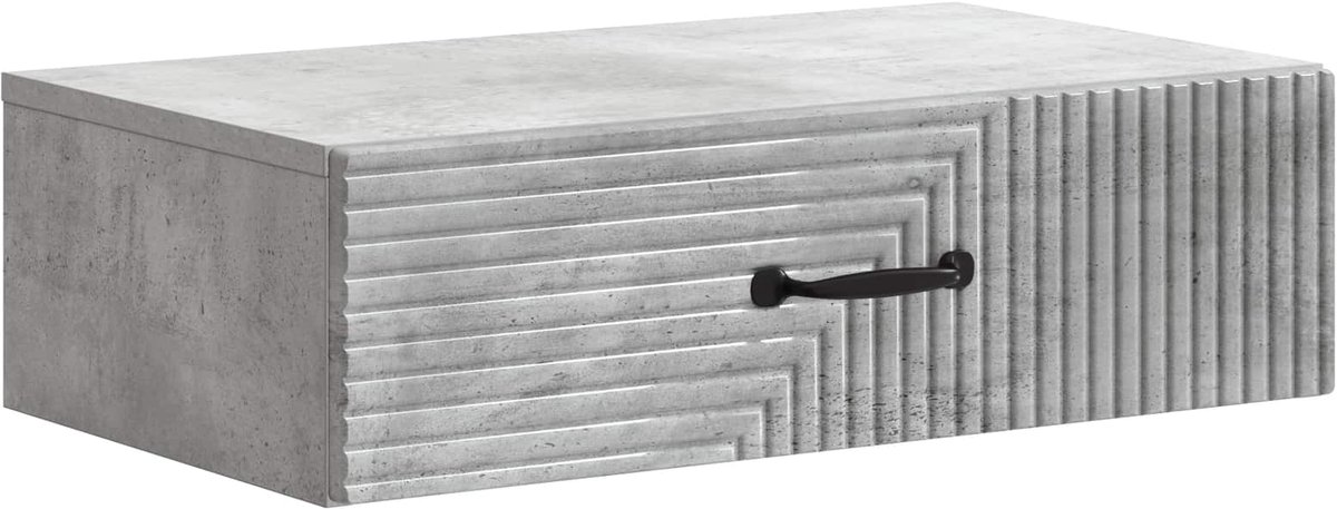 vidaXL Wandgemonteerde - Zijtafel - 59 - x - 34,5 - x - 17 - cm - Bewerkt - hout Betongrijs