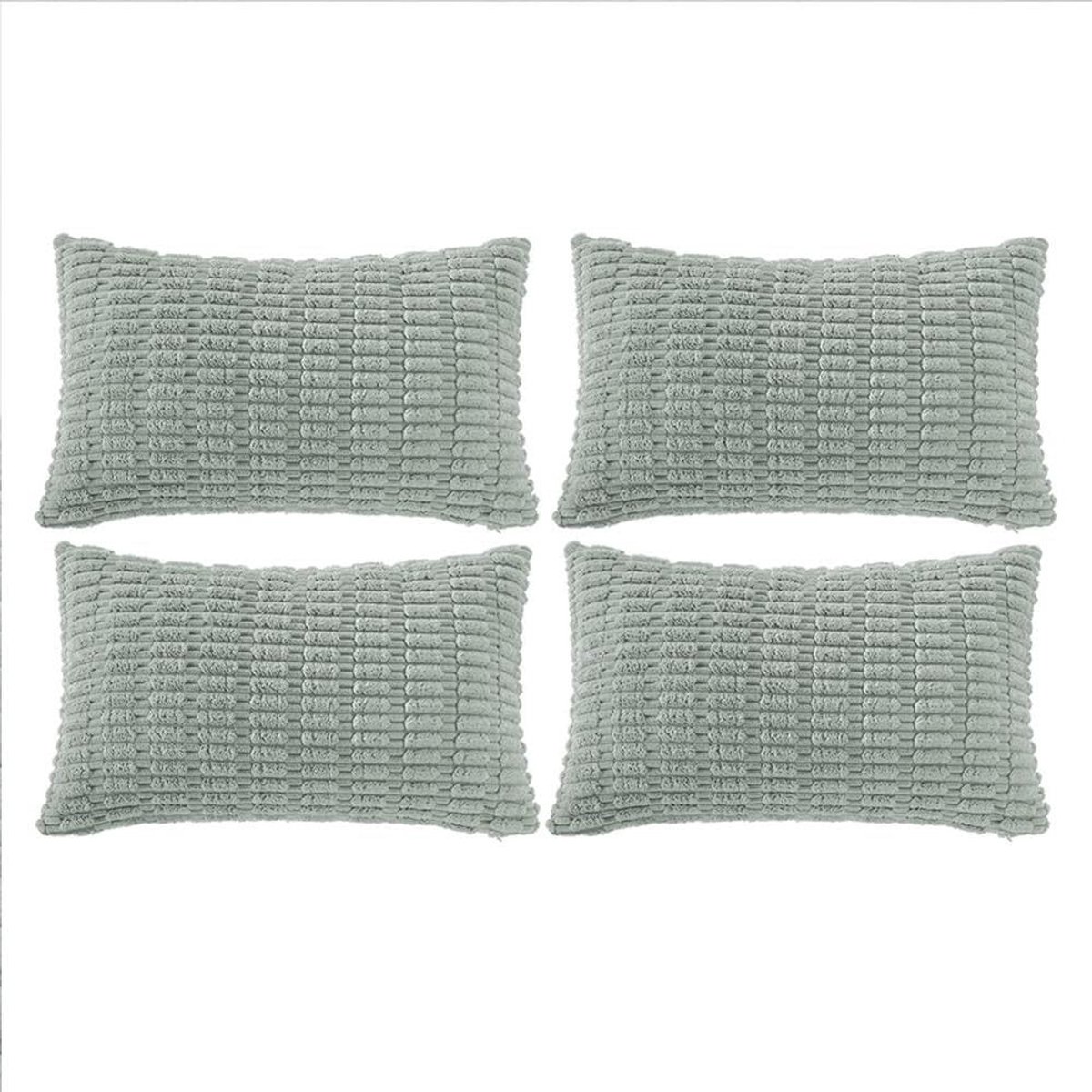 Decoratieve Kussenslopen - Sierkussenhoezen Set - Woonkamer Aankleden - Zacht Corduroy Materiaal - 30 x 61 cm - Grijsblauw