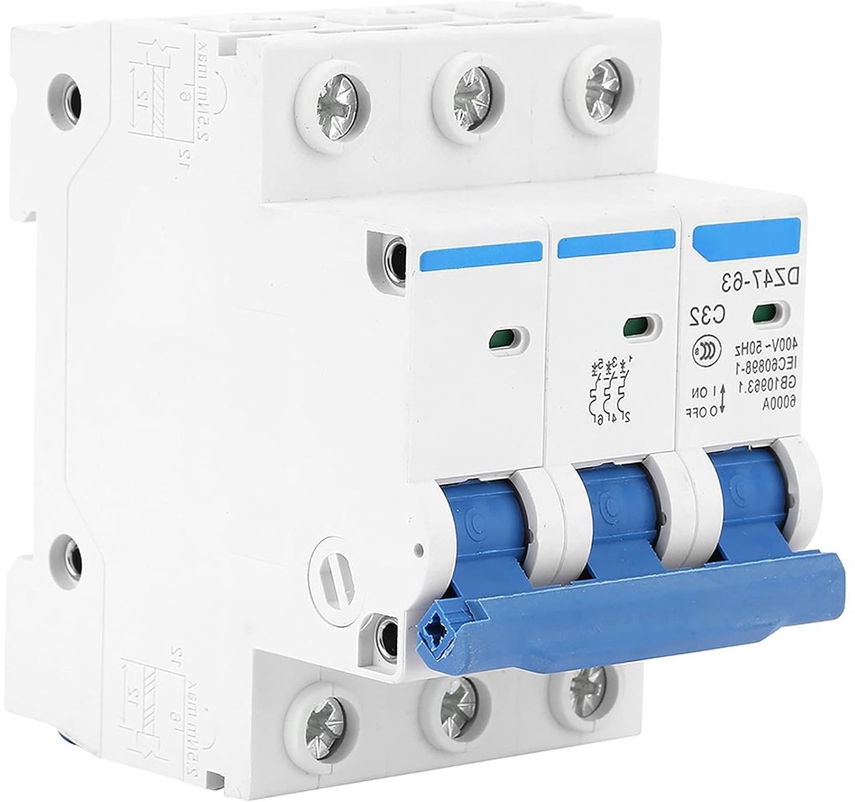 Beschermingsschakelaar voor elektriciteit, 3-polige 32A 400V, Aardlekschakelaar en Overloadbeveiliging