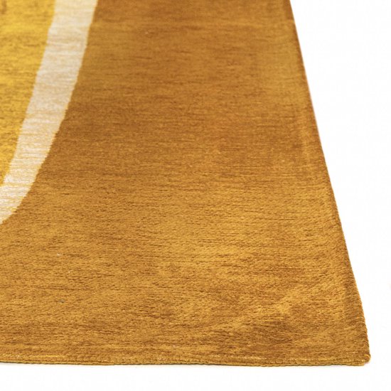 Tapis Rectangulaire Jaune avec Motif Abstrait et Formes Géométriques - Poum Poum - Curry - 80 x 150 cm