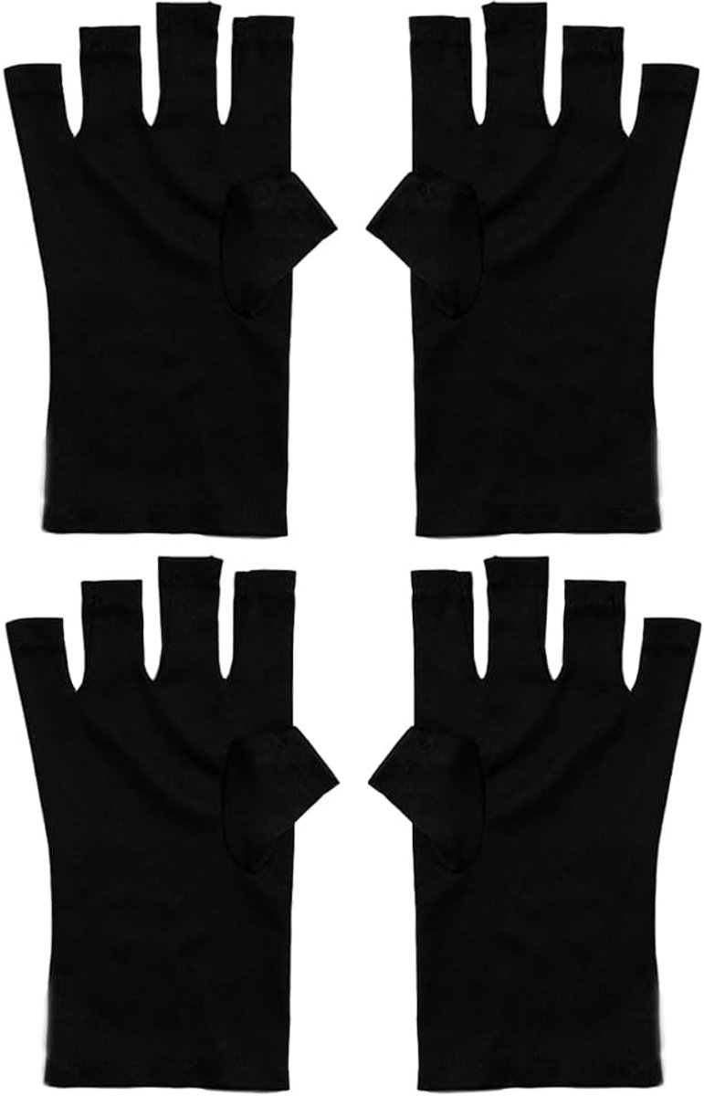 2 Pairs Zwarte UV Beschermende Handschoenen voor Nagels - Gel Manicure - Anti-UV Vingerloze Handschoenen - Huidverzorging voor Vrouwen - Manicure - Rijden - Vissen