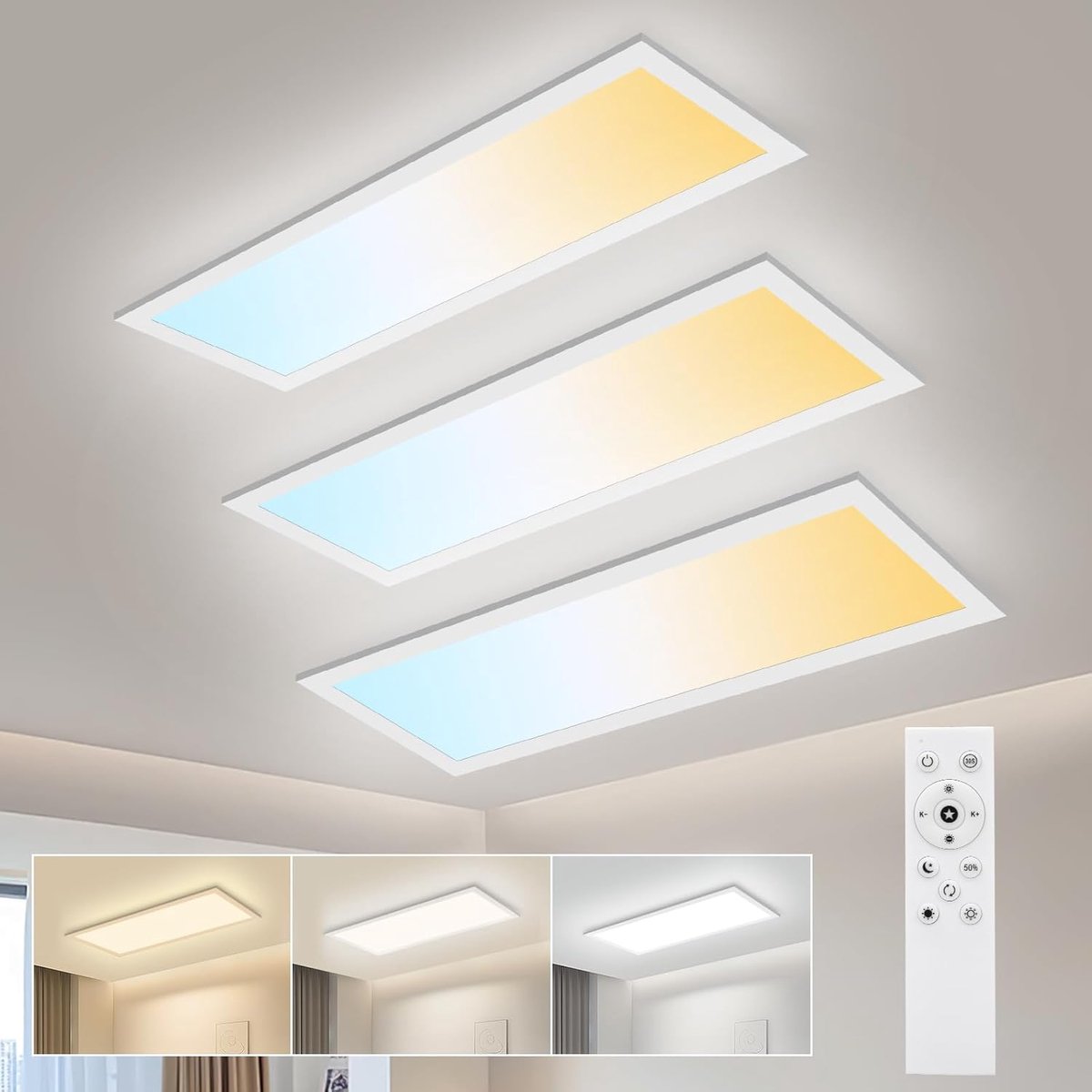 Oraymin 3 stuks LED Paneel Lamp 58x20 Wit - 24W 3100LM - Dimbaar - Slaapkamer