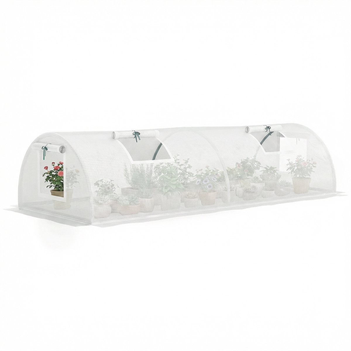 Outsunny - Tunnelkas - Kunststof - 200L x 80B x 45H cm - Wit
