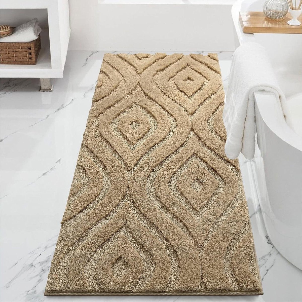 Badkamertapijt Loper - Vloerkleed Gang - Antislip Comfort - Zachte Microvezel - 61 x 183 cm - Beige
