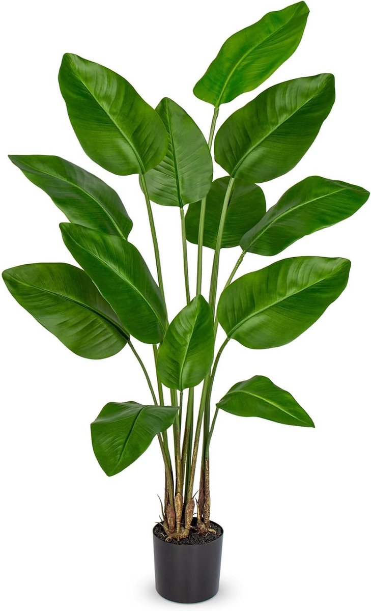 150cm Kunstmatige Paradijsvogelplant met 8 Bladeren - Tropische Palm voor Binnen, Kantoor en Tuin Decoratie, Ideaal voor Modern Interieur, 1PC