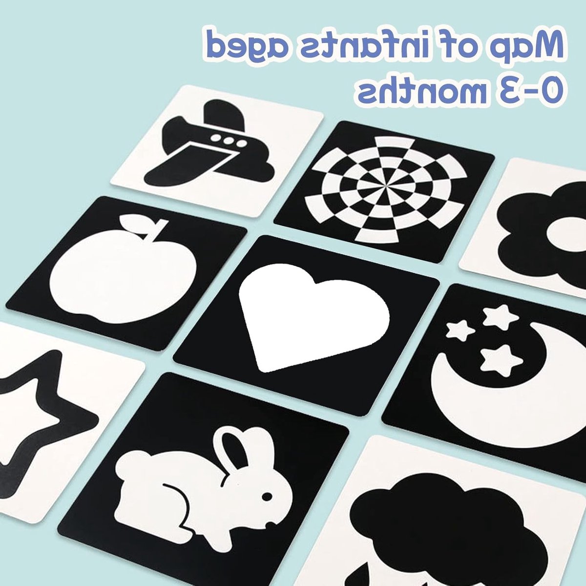 20 Stuks Flashcards voor Kinderen, Zwart-Wit Hoge Contrast Cognitieve Kaarten voor Baby's, Visuele Stimulatie Speelgoed, Educatief Cadeau voor 0-3 Maanden — cadeau in Spellen & Speelgoed - foto 2