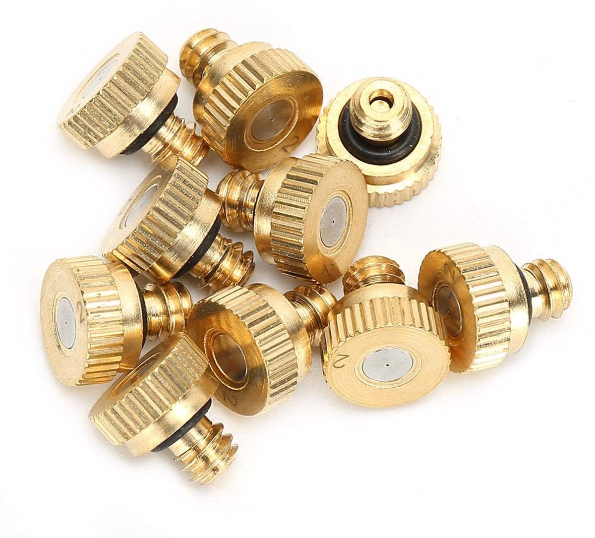 Golden crown - Low Pressure Spray Nozzle - Waterbesparend - Duurzaam - 10 Stuks - Misting Cooling Spray - Voor Buitengebruik - 0,2mm Gat
