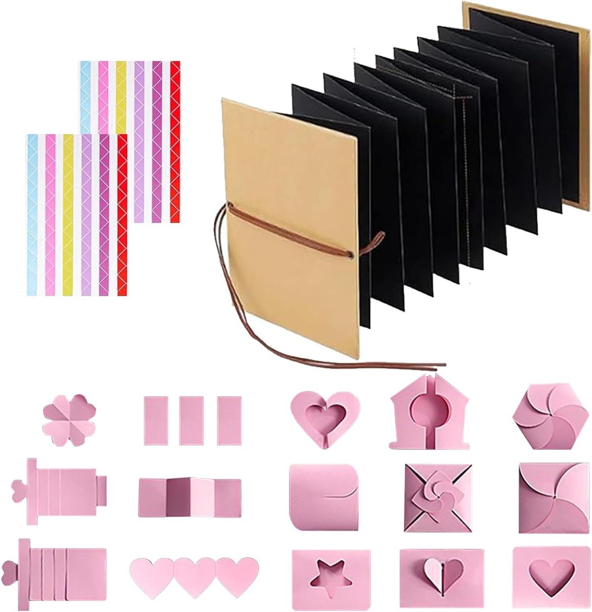 DIY Vouwboek voor Foto's en Scrapbooking, Reizen, Origami, Met Hoekstickers en 17 Bladen (18 x 12 cm)