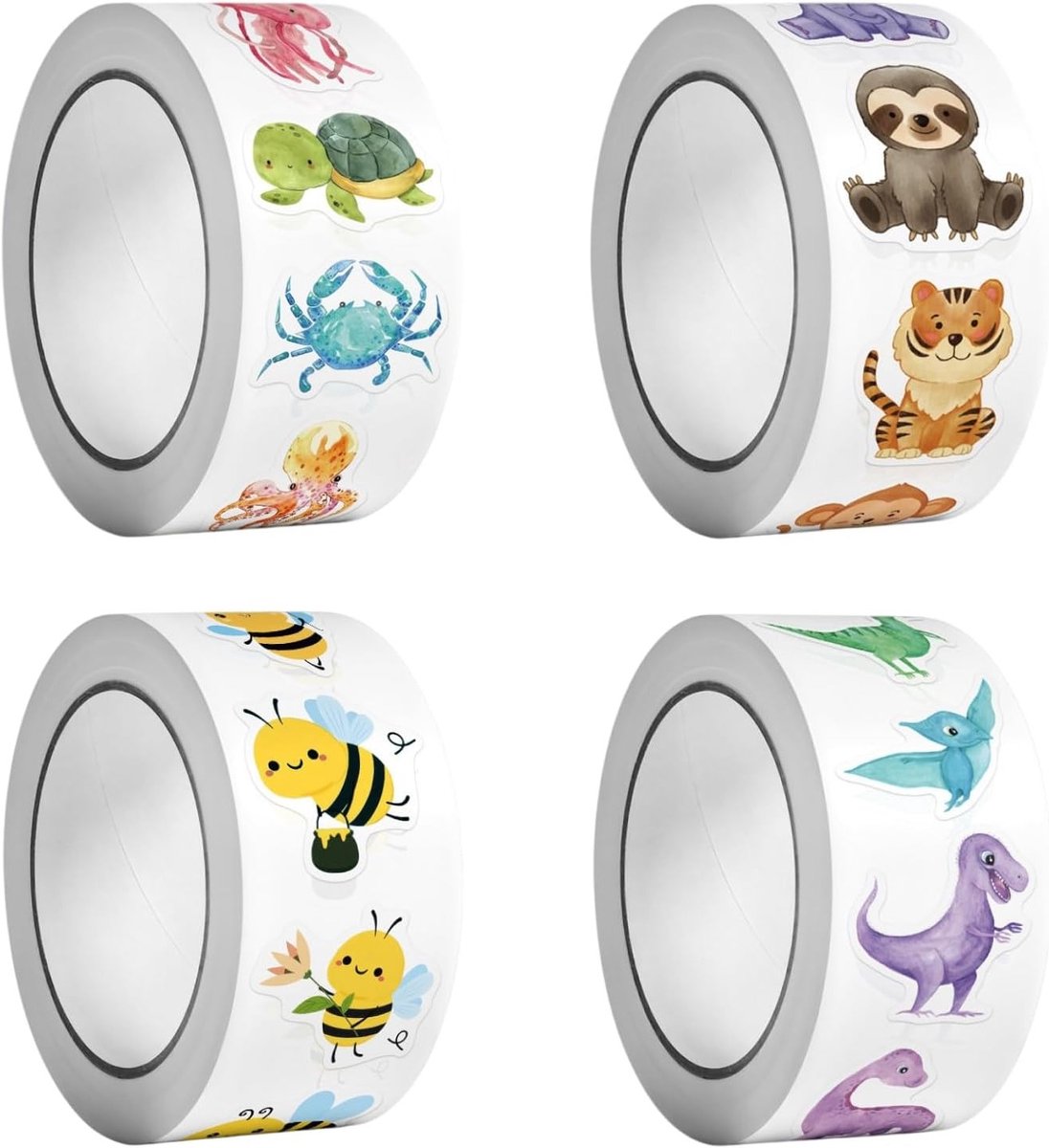 2000 Stuks Motivatie Stickers voor Kinderen, Beloningsstickers met Dieren, Ideaal voor School en Thuis, Zelfklevend en Rond, Diameter 25 mm