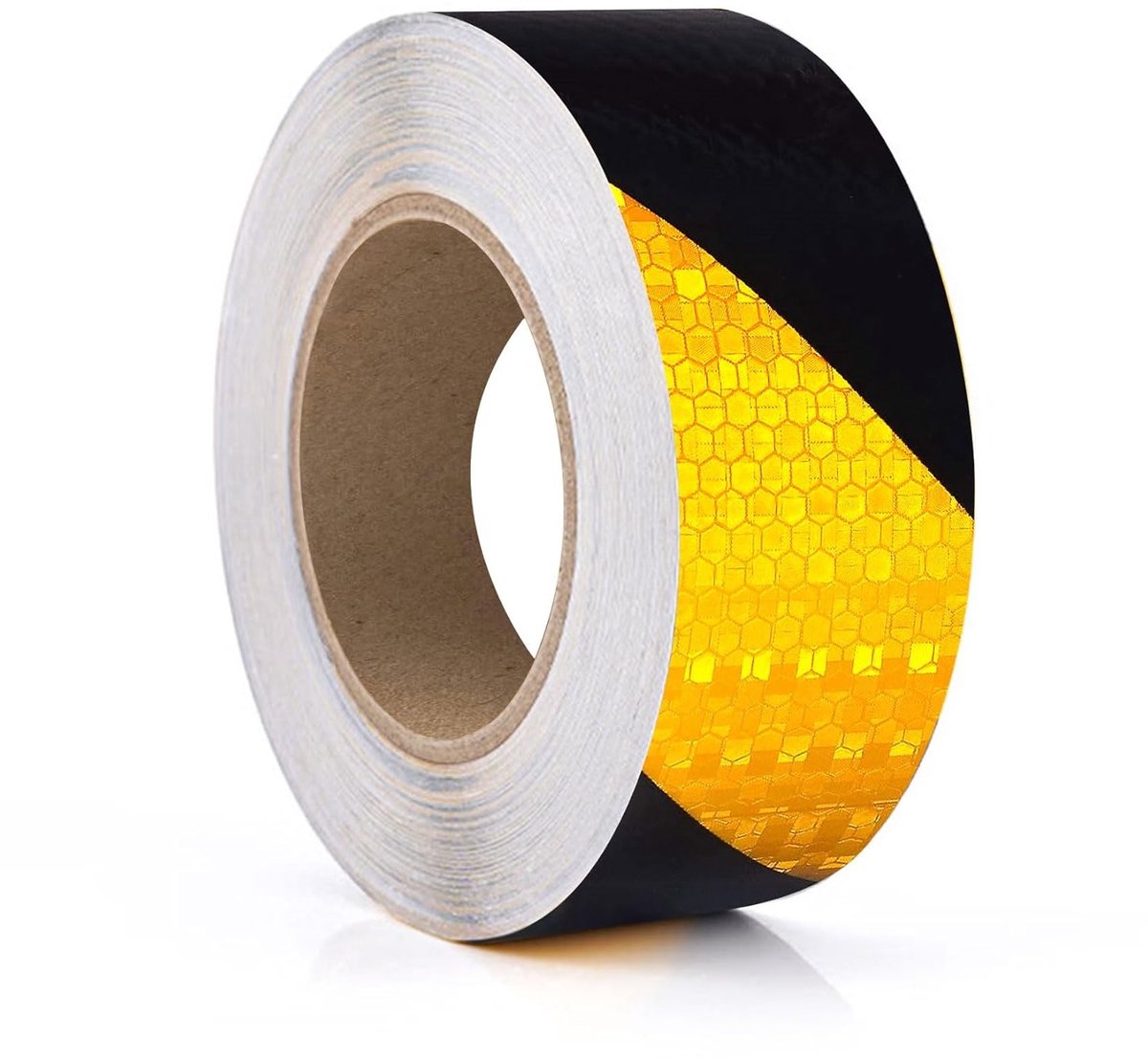 Geel Zwarte Plakband 28 m x 5 cm, Veiligheidstape, Reflecterende Waterdichte Tape voor Auto's en Trailers, Ideaal voor Buitengebruik