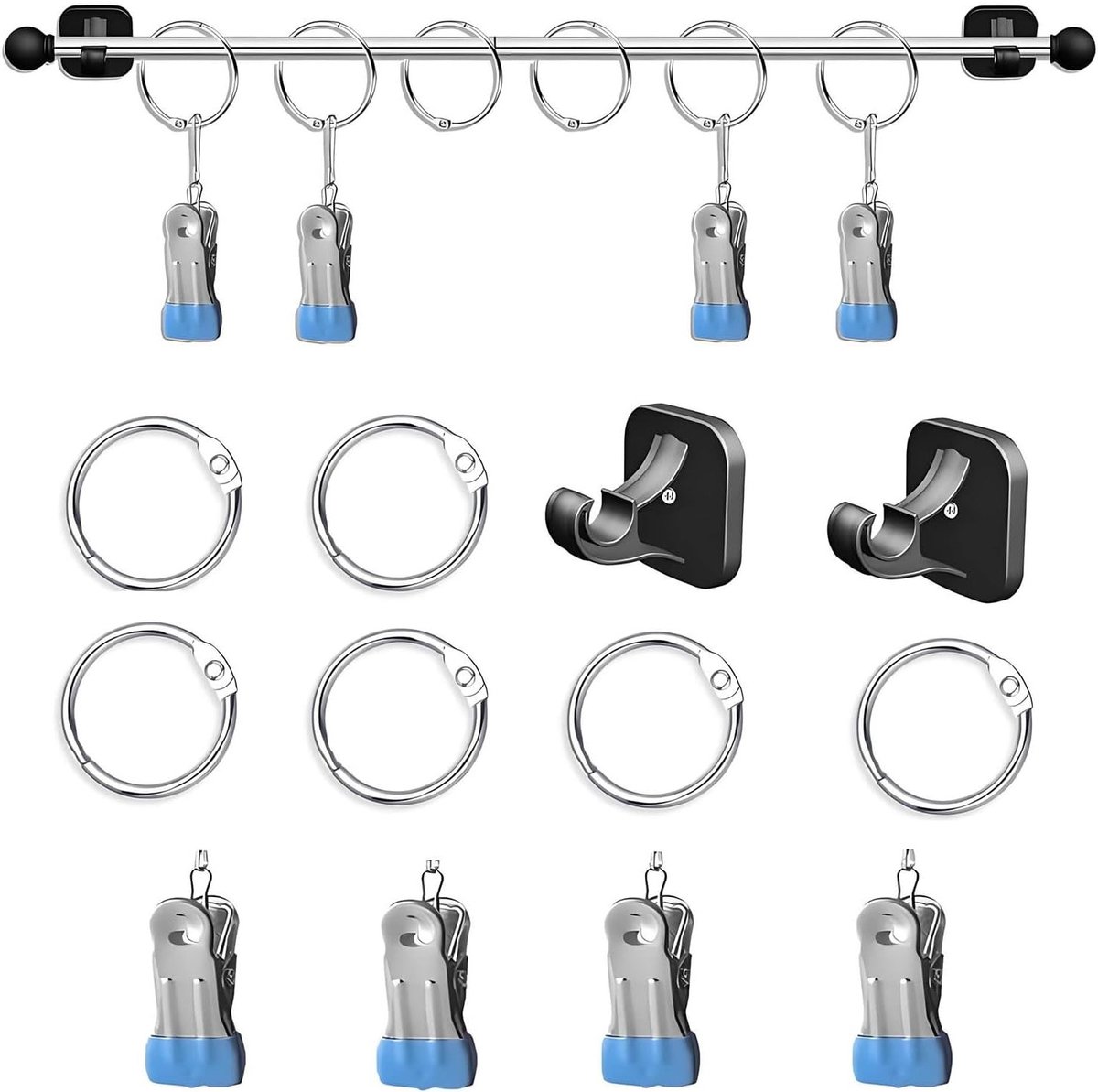 Verstelbare magneetstang voor whiteboard, flip kalender en anker chart houder, 40-76 cm, ideaal voor klaslokaal en lerarenaccessoires met sterke grip, O-ringen en clips