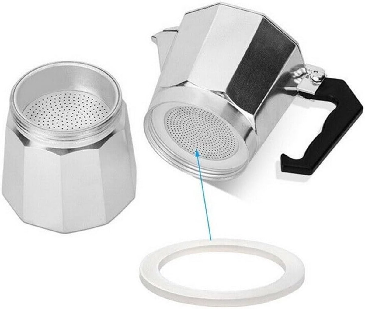 Vervangingsring voor Moka Koffiepot, Silicoon Rubber, Geschikt voor 6 Kops Espresso Makers, Duurzaam en Hittebestendig